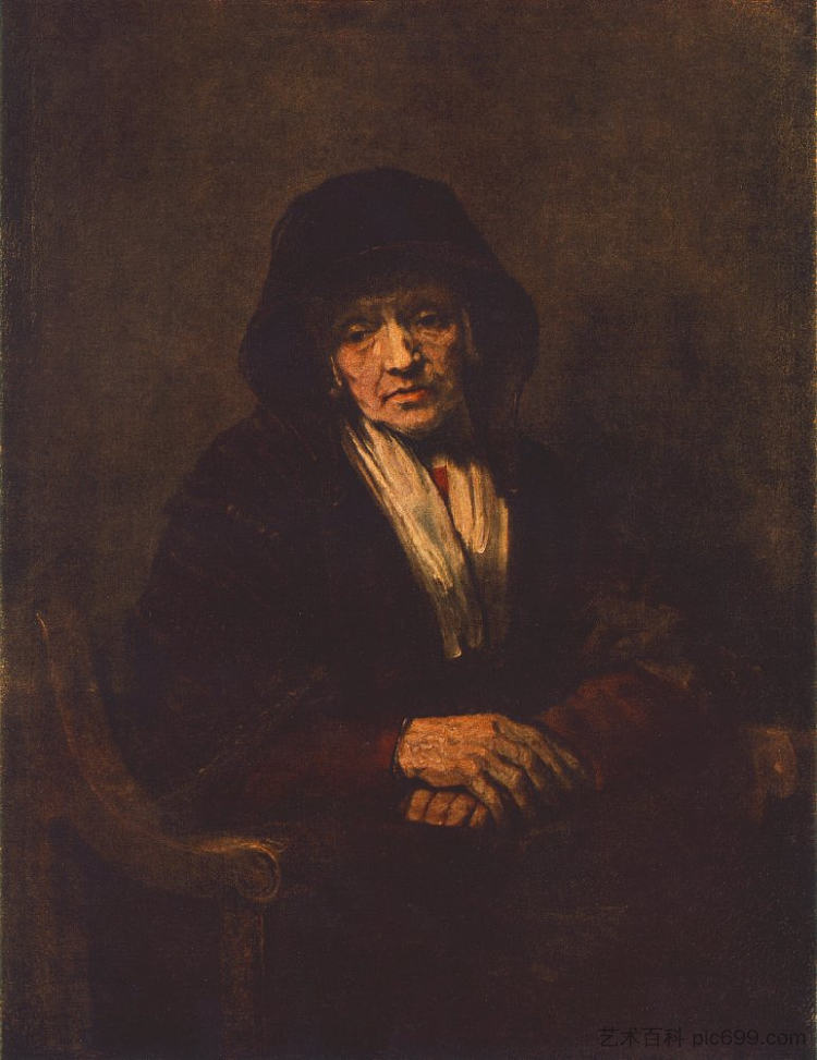 一个老妇人的肖像 Portrait of an old Woman (1654)，伦勃朗