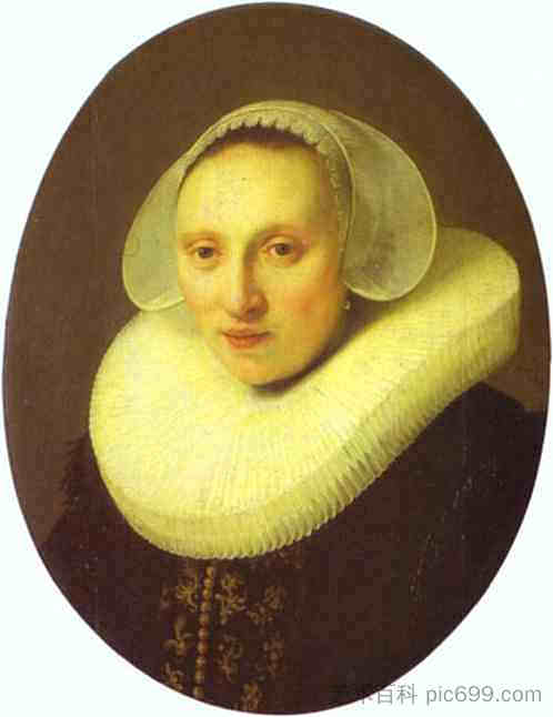 阿尔伯特·库伊珀的妻子科妮莉亚·普龙克的肖像，享年 33 岁 Portrait of Cornelia Pronck, Wife of Albert Cuyper, at the age of 33 (1633)，伦勃朗