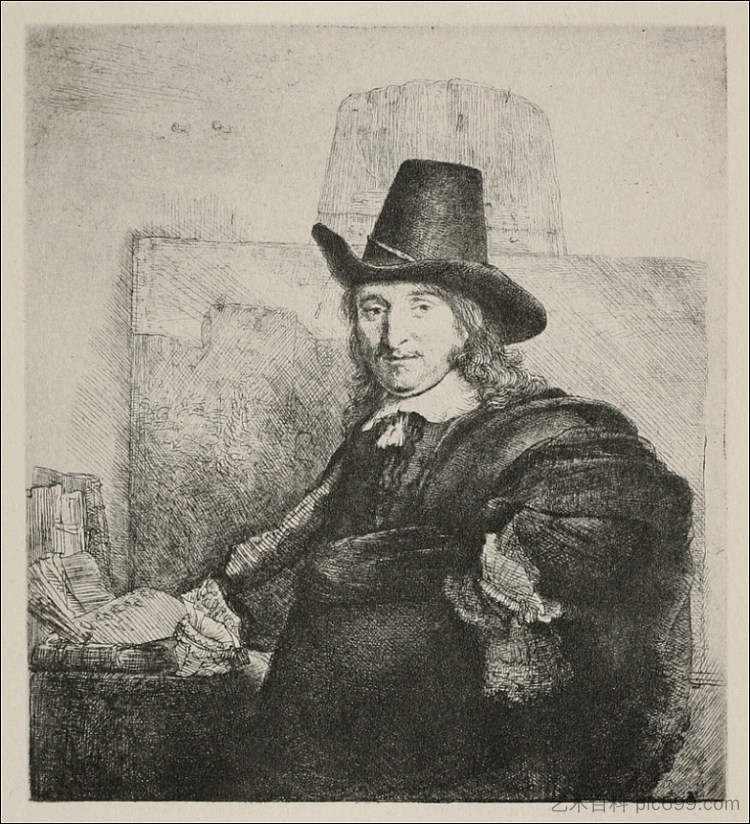 简·阿瑟琳的肖像 Portrait of Jan Asselyn (1647),伦勃朗