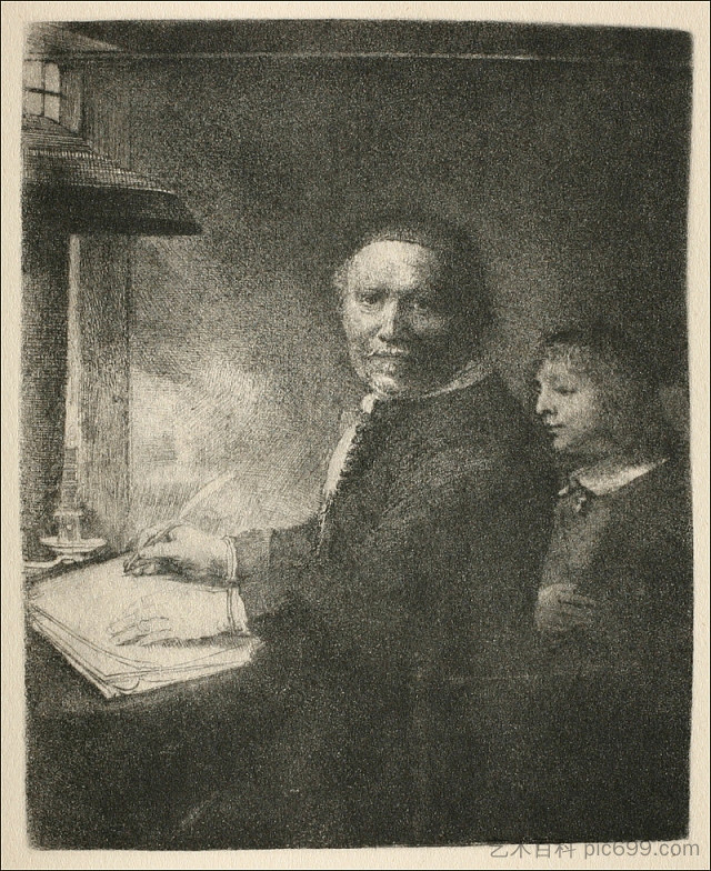 Lieven Willemsz van Coppenol的肖像 Portrait of Lieven Willemsz van Coppenol (1653),伦勃朗