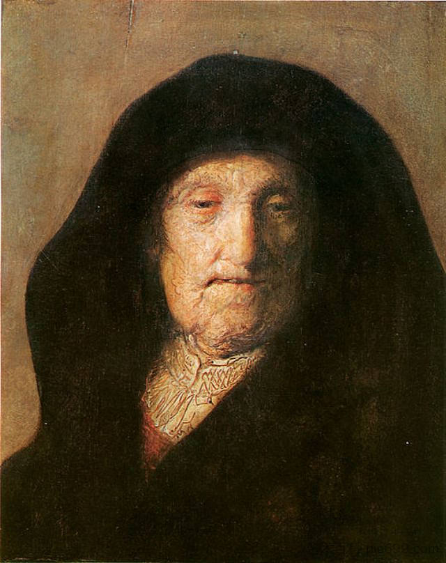 伦勃朗母亲的肖像 Portrait of Mother of Rembrandt (c.1630)，伦勃朗