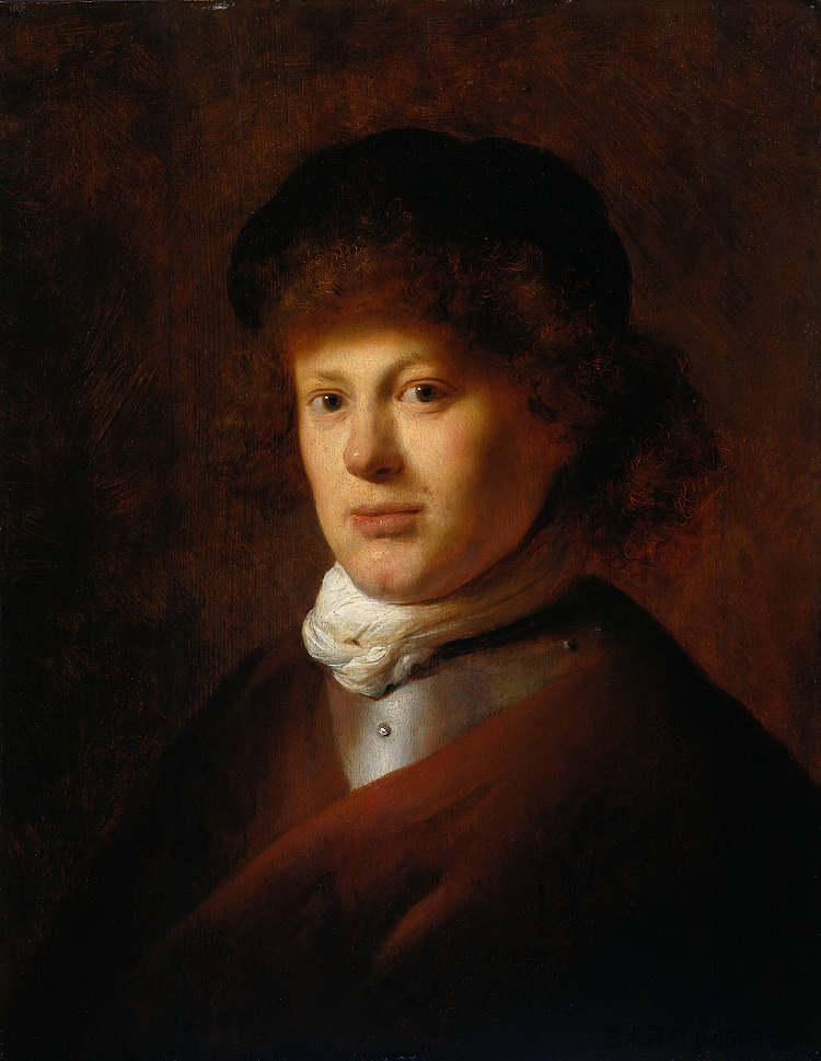 伦勃朗·范·莱因的肖像 Portrait of Rembrandt van Rijn (c.1628)，伦勃朗