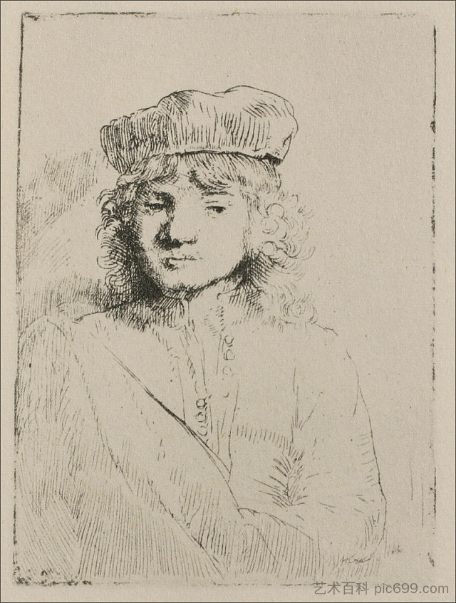 伦勃朗之子提图斯的肖像 Portrait of Titus, Rembrandt`s Son (1652)，伦勃朗