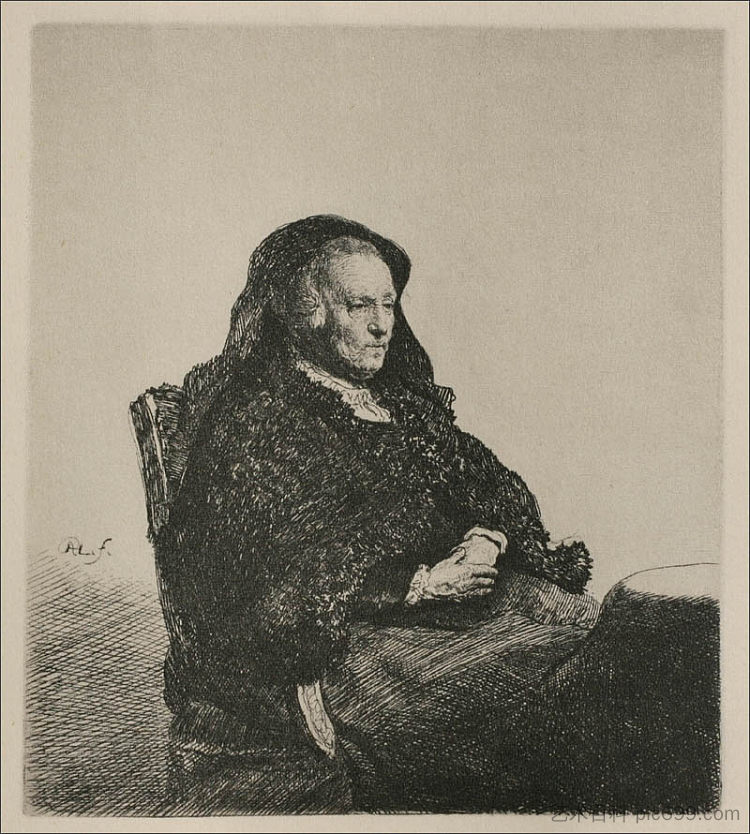 伦勃朗的母亲,坐着,向右看 Rembrandt`s Mother, Seated, Looking to the Right (1631),伦勃朗