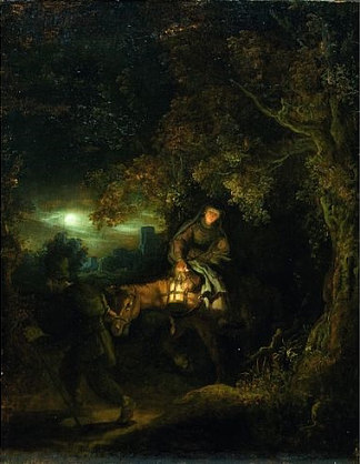 飞往埃及 The Flight into Egypt (c.1640)，伦勃朗