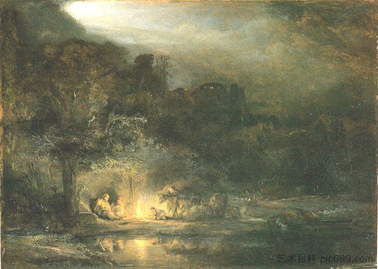 在飞往埃及的航班上休息 Rest on the Flight to Egypt (1647),伦勃朗