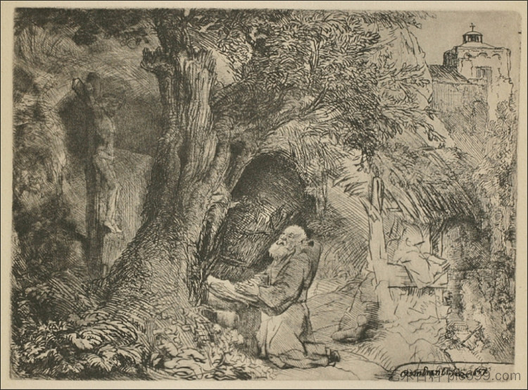 圣弗朗西斯祈祷 Saint Francis Praying (1657),伦勃朗