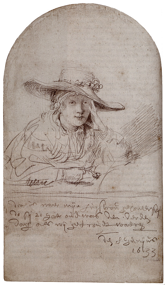 戴草帽的萨斯基亚 Saskia In A Straw Hat (1633)，伦勃朗