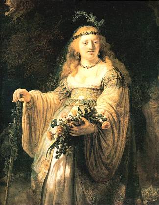 萨斯基亚·范·乌伦伯格穿着阿卡迪亚服装 Saskia van Uylenburgh in Arcadian Costume (1635)，伦勃朗