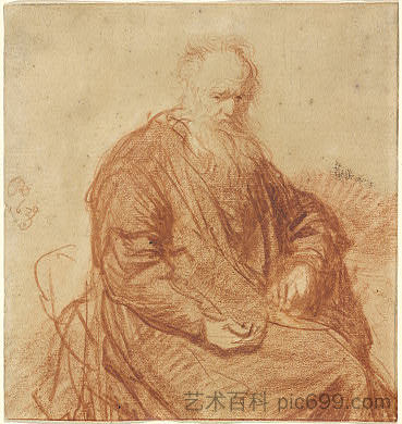 坐着的老人 Seated Old Man (1630)，伦勃朗