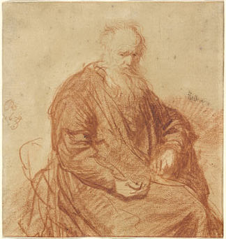 坐着的老人 Seated Old Man (1630)，伦勃朗