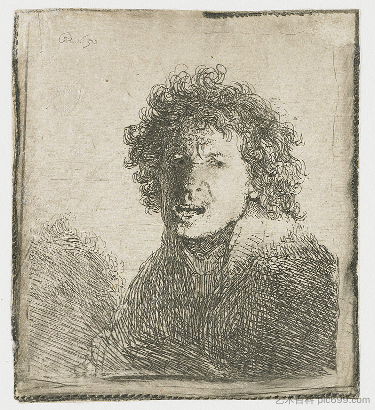 自画像张嘴 Self-portrait open mouthed (1630),伦勃朗