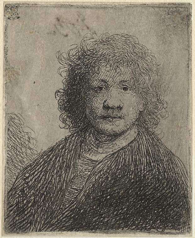 宽鼻子的自画像 Self-portrait with a broad nose (1629 - 1630)，伦勃朗