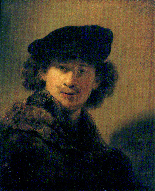 带贝雷帽的自画像 Self-portrait with beret (1634)，伦勃朗