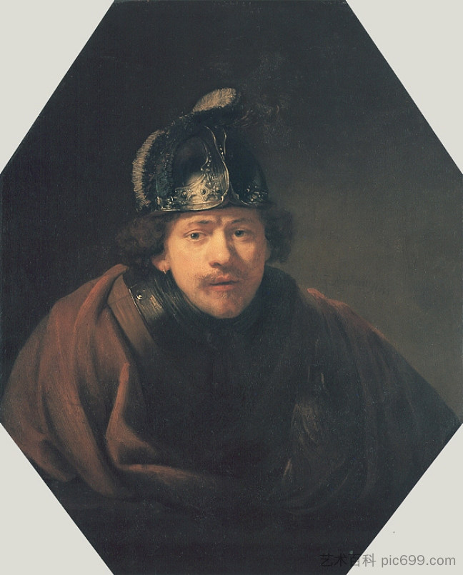 带头盔的自画像 Self-portrait with Helmet (1634),伦勃朗