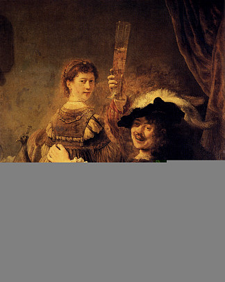 浪子寓言中萨斯基亚的自画像 Self-Portrait with Saskia in the Parable of the Prodigal Son (c.1635)，伦勃朗