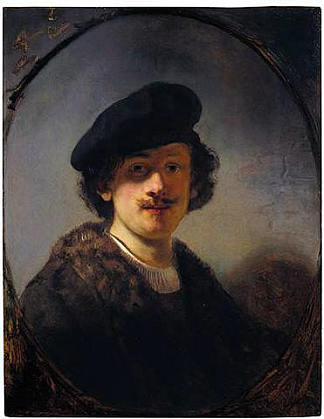 带阴影眼睛的自画像 Self-portrait with Shaded Eyes (1634)，伦勃朗