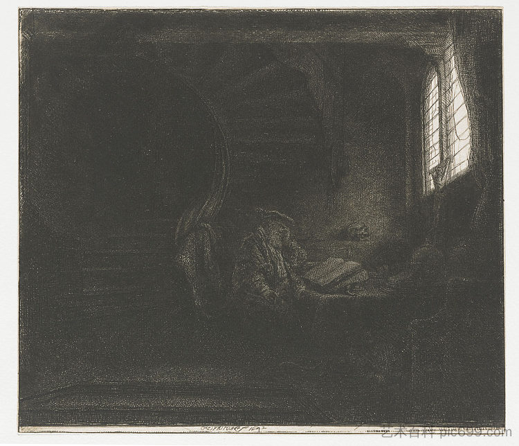 暗室中的圣杰罗姆 St. Jerome in a dark chamber (1642)，伦勃朗