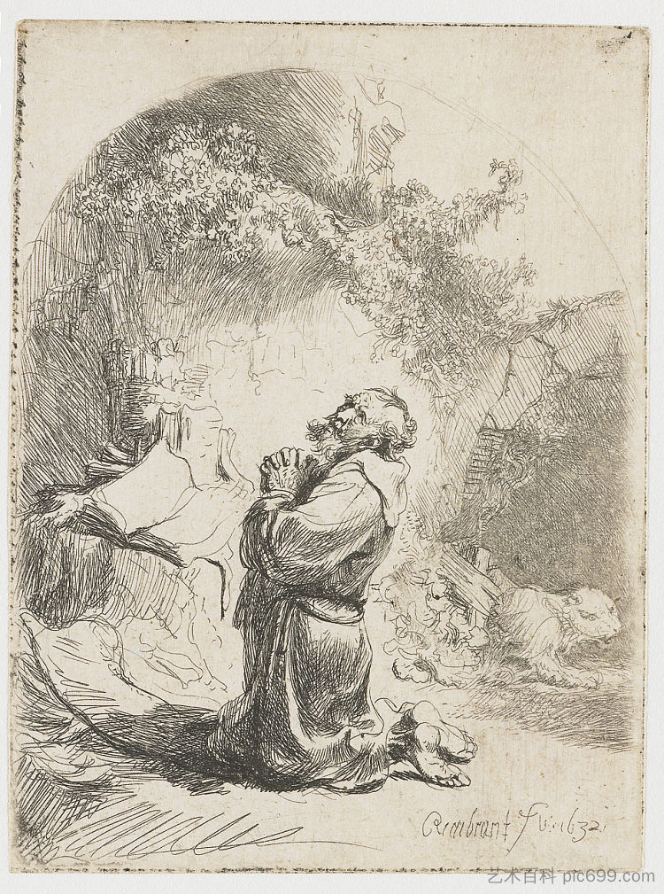 圣杰罗姆祈祷 St. Jerome praying (1632),伦勃朗