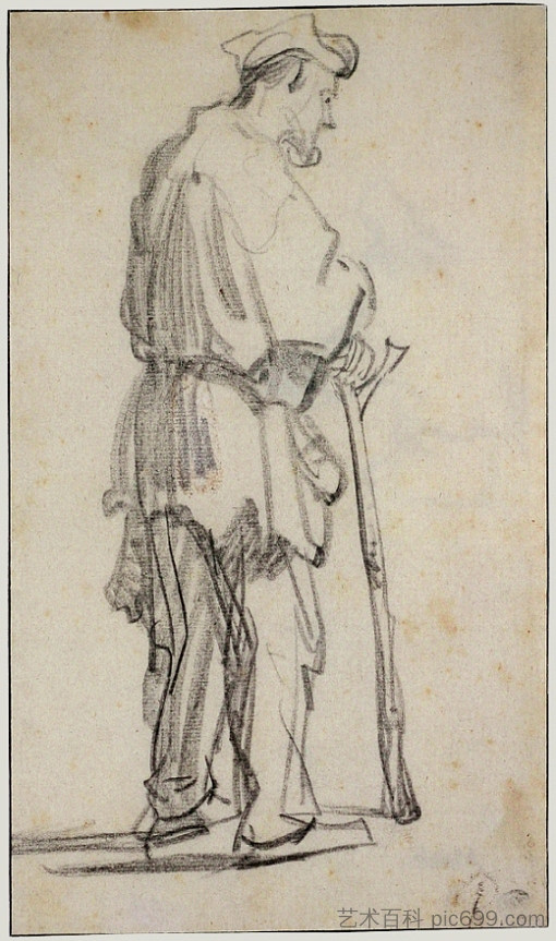 站着的乞丐向右转 Standing Beggar Turned to the Right (1629)，伦勃朗