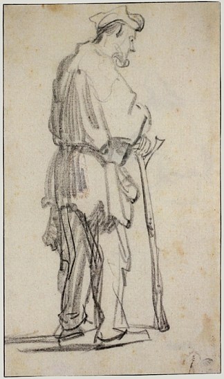 站着的乞丐向右转 Standing Beggar Turned to the Right (1629)，伦勃朗