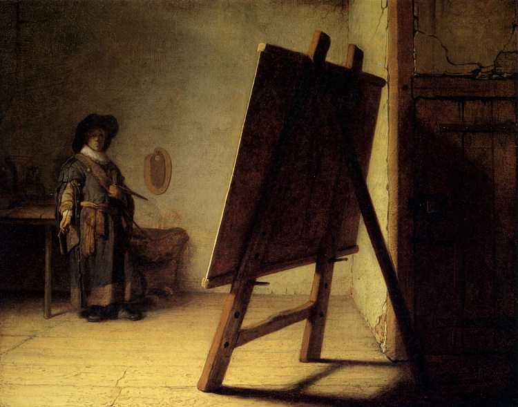 艺术家在他的工作室 The Artist In His Studio (c.1628)，伦勃朗