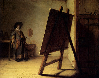 艺术家在他的工作室 The Artist In His Studio (c.1628)，伦勃朗