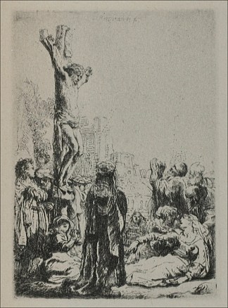 十字架 一个方形的小盘子 The Crucifixion a Square Small Plate (1634)，伦勃朗