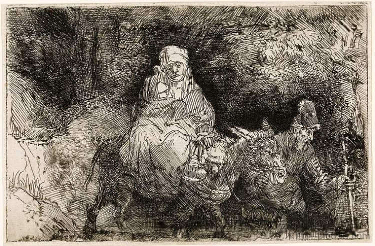 飞往埃及 The Flight into Egypt (1654)，伦勃朗