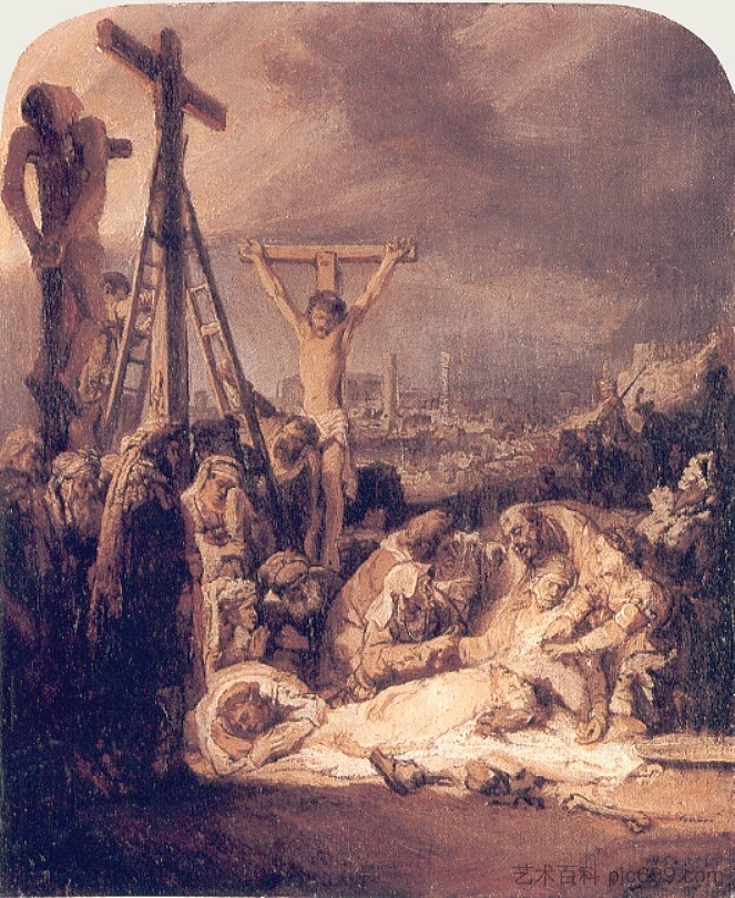 对死去的基督的哀歌 The Lamentation over the Dead Christ (c.1635)，伦勃朗