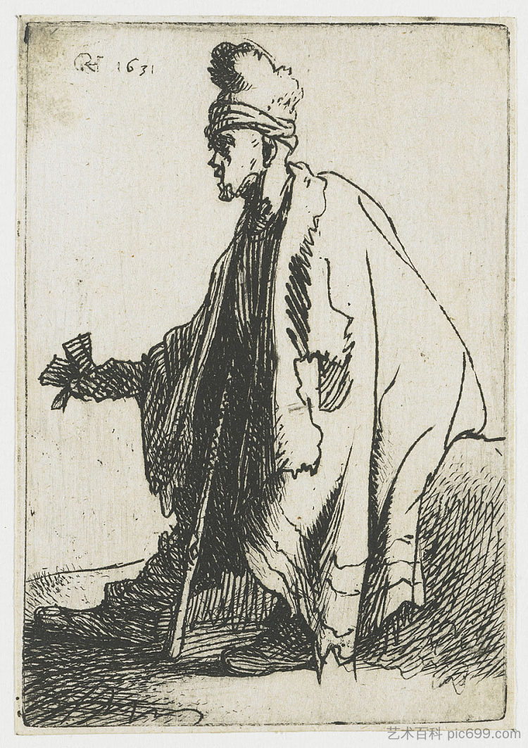 麻风病人（拉撒路克利普） The leper (Lazarus clep) (1631)，伦勃朗