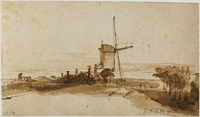 布劳伍德河上的磨坊 The Mill on the Het Blauwhoofd (c.1650),伦勃朗