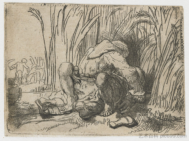 玉米地里的和尚 The monk in the cornfield (1646)，伦勃朗