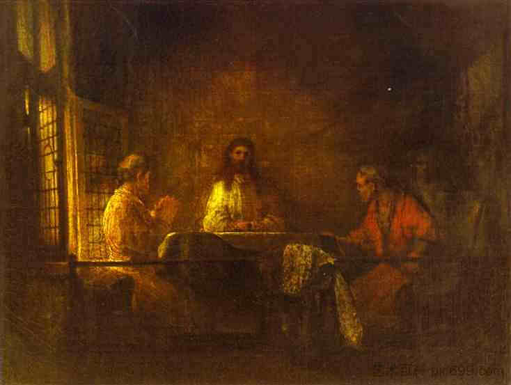 以马忤斯的朝圣者 The Pilgrims at Emmaus，伦勃朗