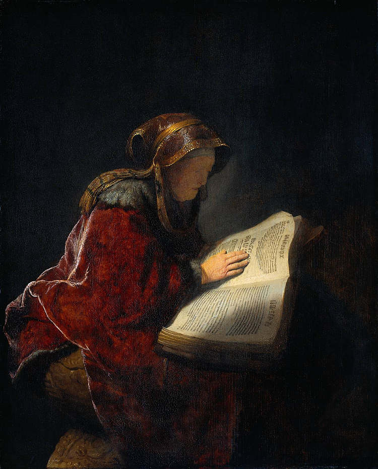 女先知安娜（伦勃朗的母亲） The Prophetess Anna (Rembrandt`s Mother) (1631)，伦勃朗