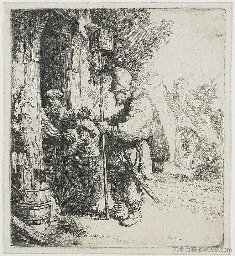 老鼠药贩子（捕鼠者） The rat poison peddler (The rat catcher) (1632)，伦勃朗