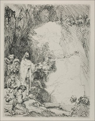拉祖鲁斯的复活 一小盘 The Resurrection of Lazurus a Small Plate (1642)，伦勃朗