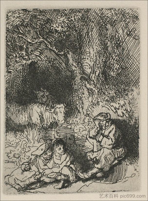 牧羊人和他的家人 The Shepards and the Family (1644),伦勃朗