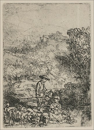 森林里的牧羊人 The Shepards in the Woods (1644)，伦勃朗