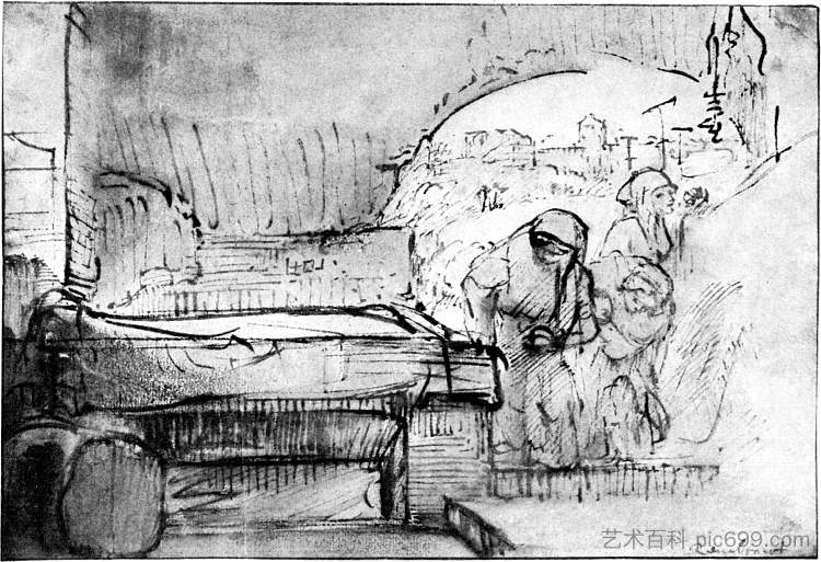 墓前的三个玛利亚 The three Marys at the tomb (c.1655),伦勃朗