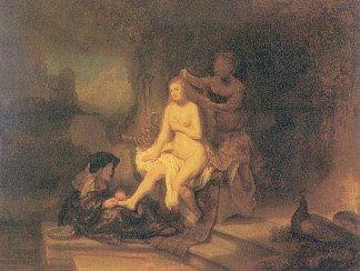 芭丝谢芭的厕所 The Toilet of Bathsheba (1643)，伦勃朗