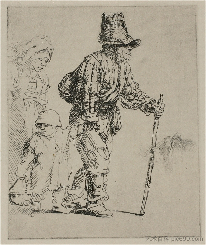 三个农民旅行 Three Peasants Travelling (1652),伦勃朗