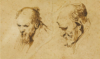 一个老人头的两项研究 Two Studies of the Head of an Old Man (1626)，伦勃朗