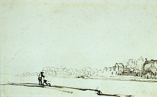 阿姆斯特丹阿姆斯特尔河的景色 View of Amstel river in Amsterdam (c.1640 – 1641)，伦勃朗