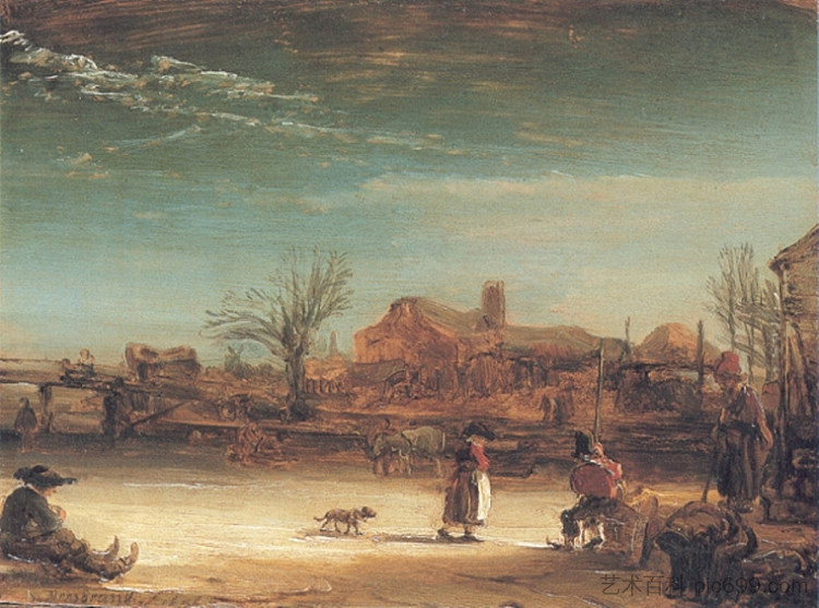 冬天的风景 Winter Landscape (1646)，伦勃朗