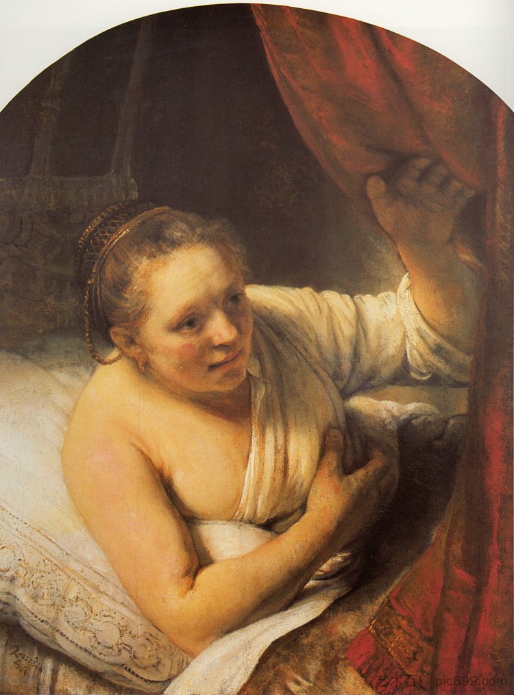 床上的女人 Woman in bed (1645)，伦勃朗