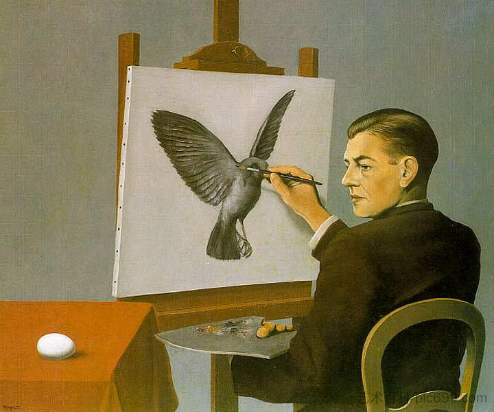 千里眼（自画像） Clairvoyance (Self Portrait) (1936; Brussels,Belgium  )，勒内·马格里特