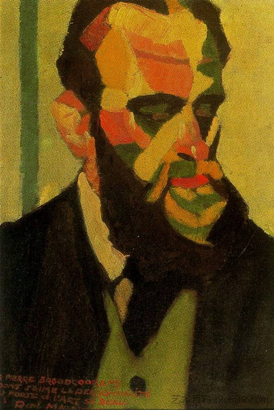 皮埃尔·布罗德库伦斯的肖像 Portrait of Pierre Broodcoorens (1921; Brussels,Belgium  )，勒内·马格里特