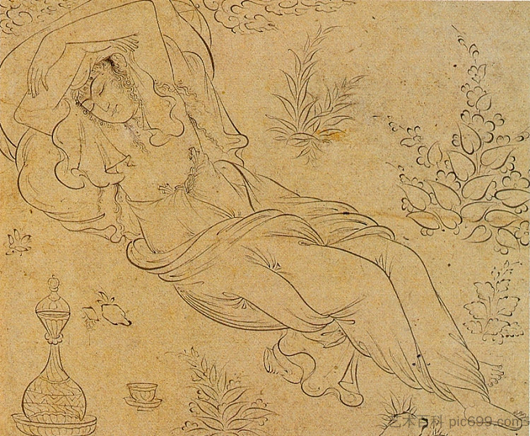 斜躺的女人 Reclining woman (1595)，瑞沙·阿巴西