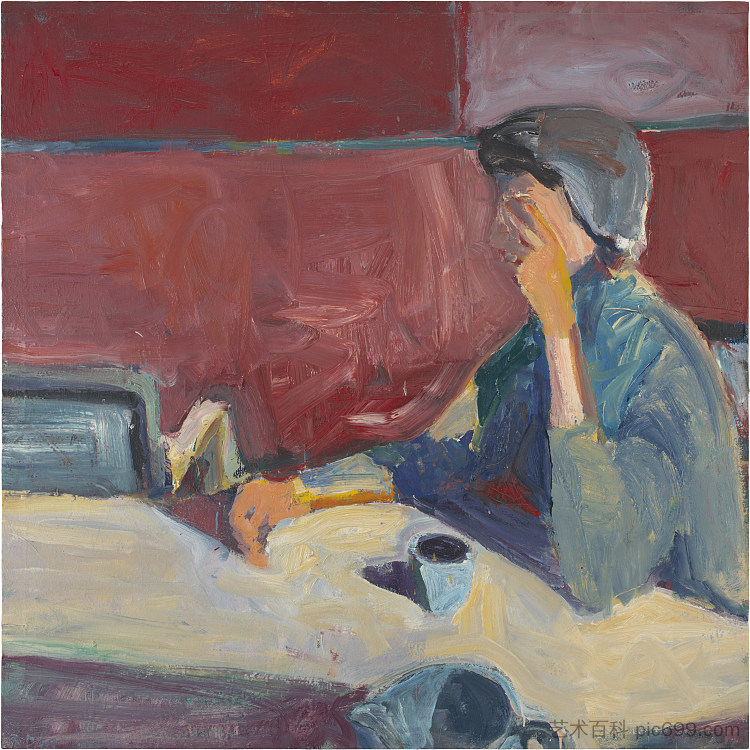 强光下的餐桌上的女人 Woman at Table in Strong Light (1959)，理查德德·迪本科恩